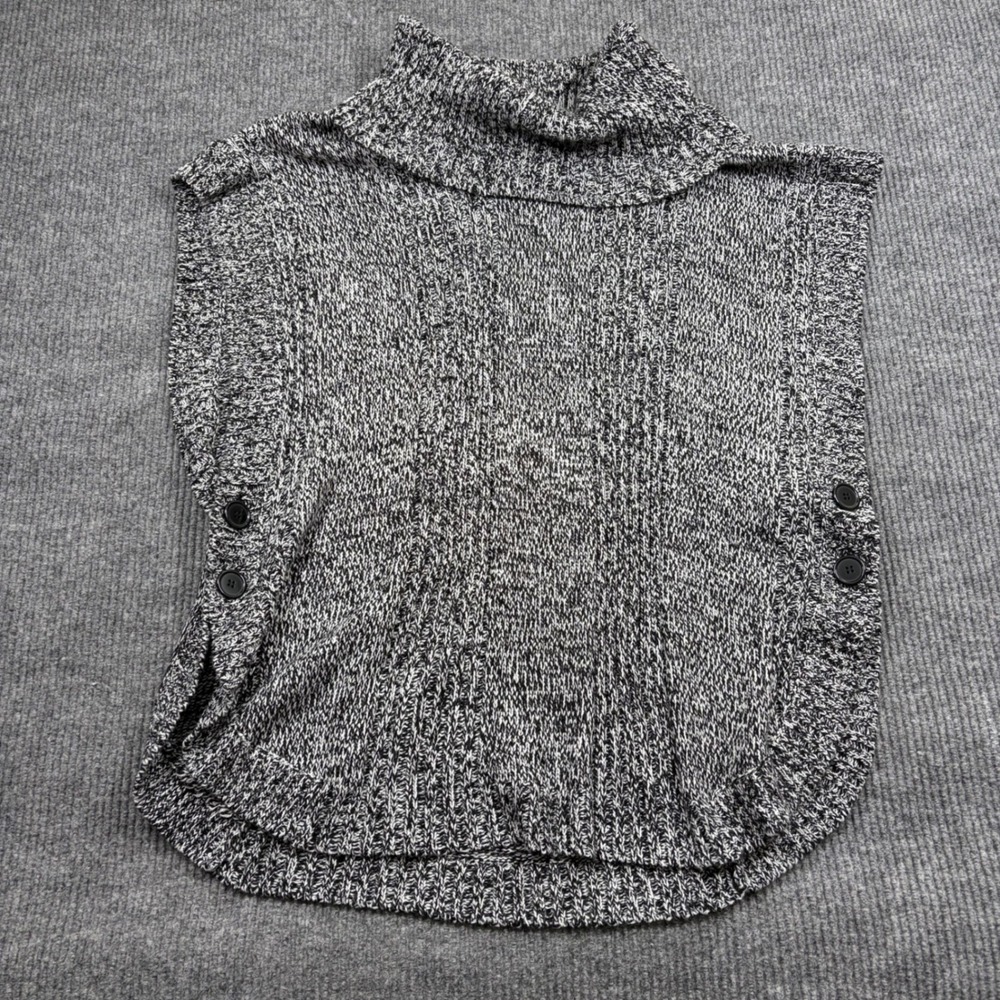 Woman Within Sweater Vest Womens 1X Plus Size Gray Marled Knit Turtleneck Poncho